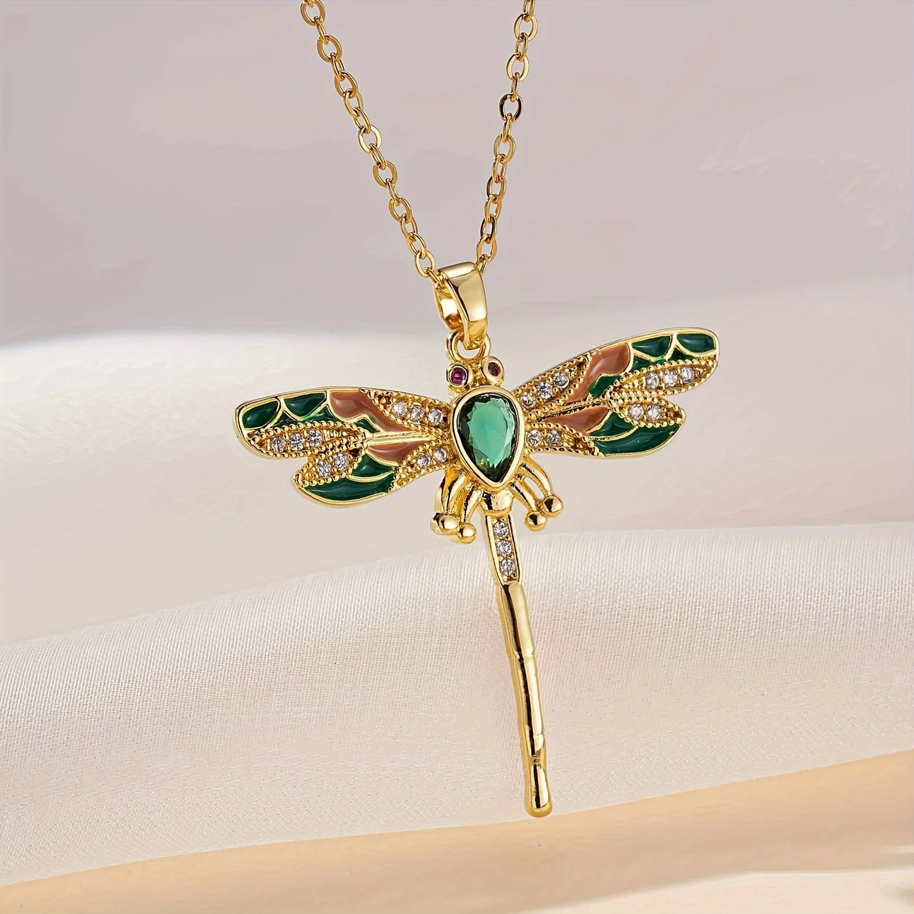 Lush Flight I Dragonfly Bright Gold Necklace