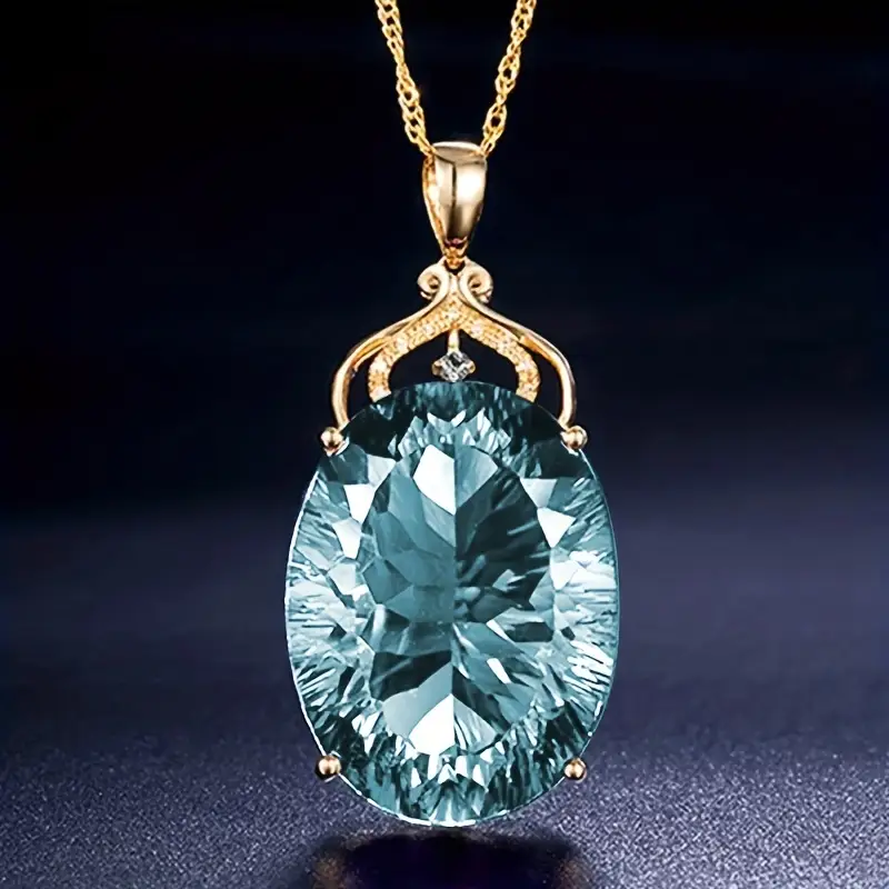 Turquoise Whisper I Glass Gold Necklace
