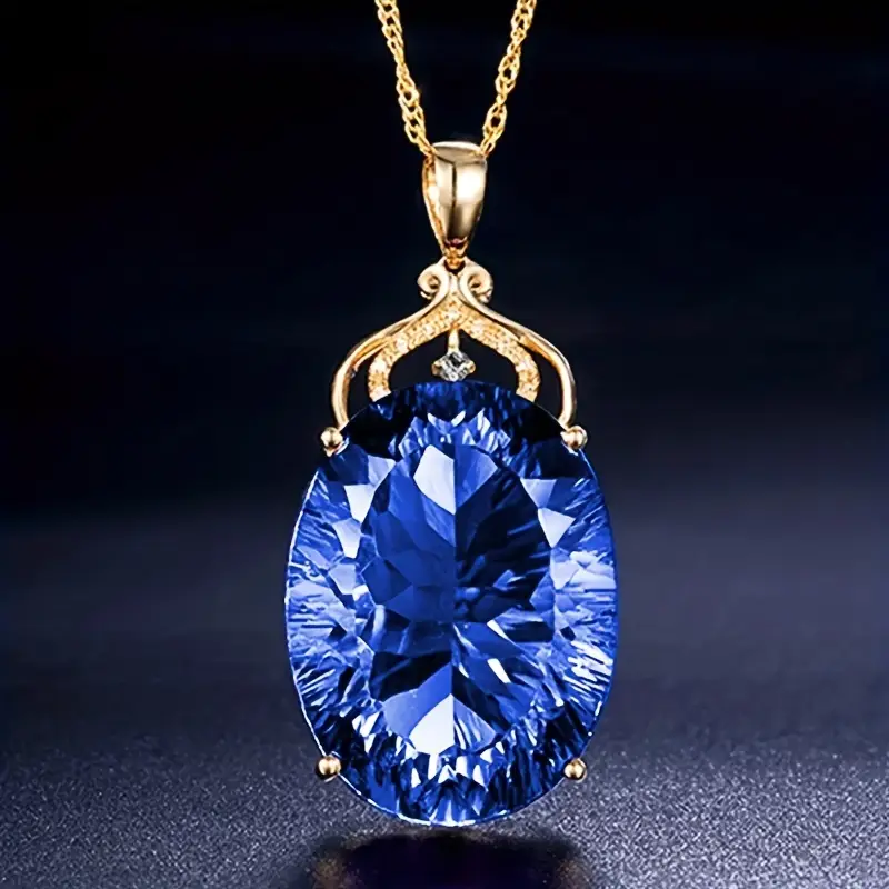 Blue Mirage I Glass Gold Necklace