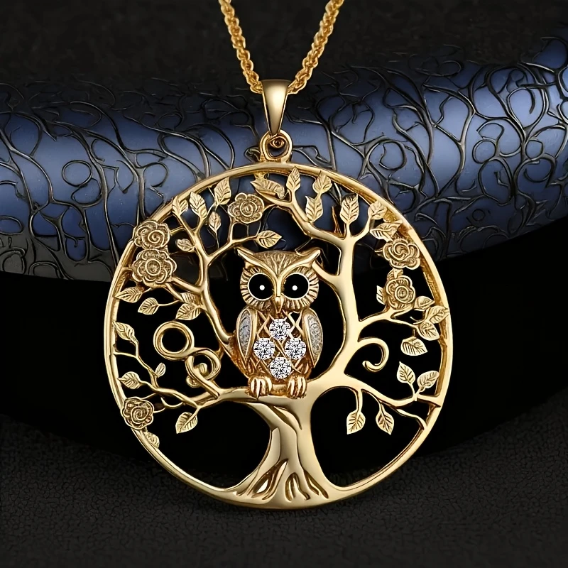 Tree Of Life I Golden Owl Necklace