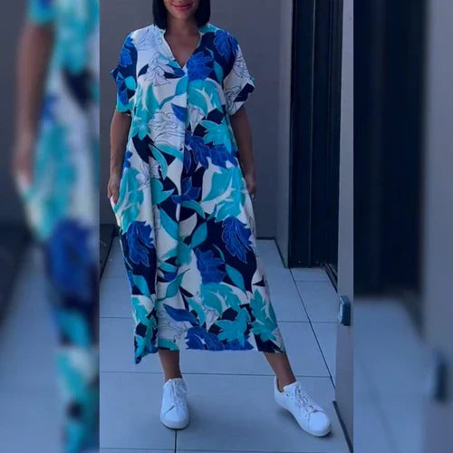 ZAYLA | RELAXED V-NECK MIDI DRESS