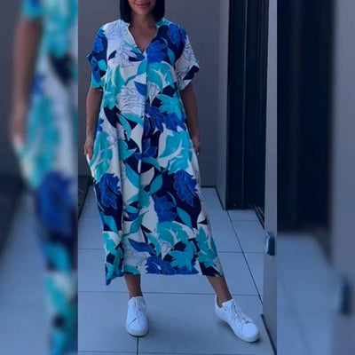 ZAYLA | RELAXED V-NECK MIDI DRESS