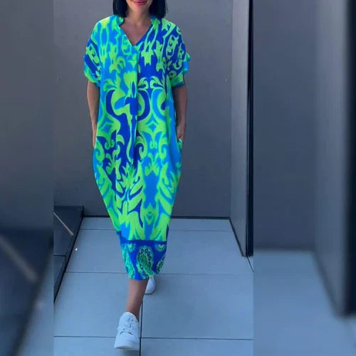 ZAYLA | RELAXED V-NECK MIDI DRESS