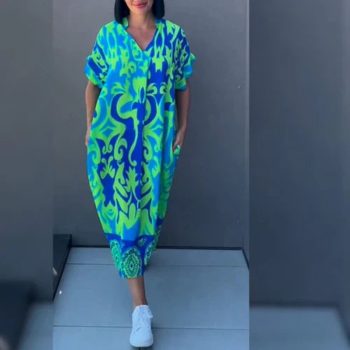 ZAYLA | RELAXED V-NECK MIDI DRESS