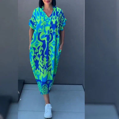 ZAYLA | RELAXED V-NECK MIDI DRESS