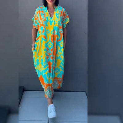 ZAYLA | RELAXED V-NECK MIDI DRESS