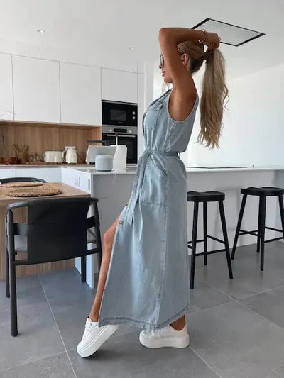 Marnie | Flowy Denim Maxi Dress