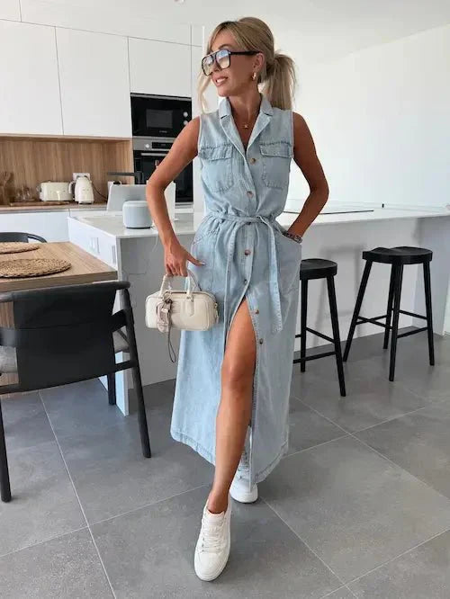 Marnie | Flowy Denim Maxi Dress