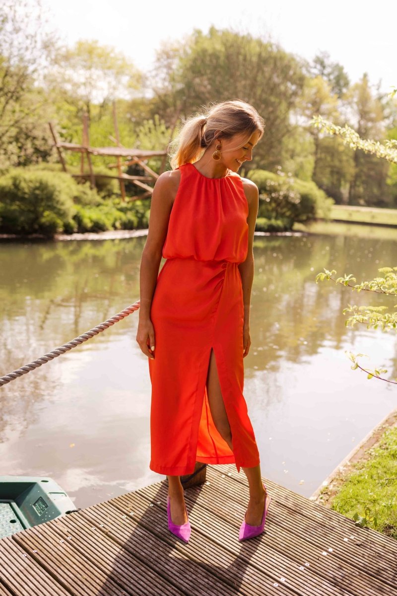 EMMY | HIGH NECK MIDI DRESS